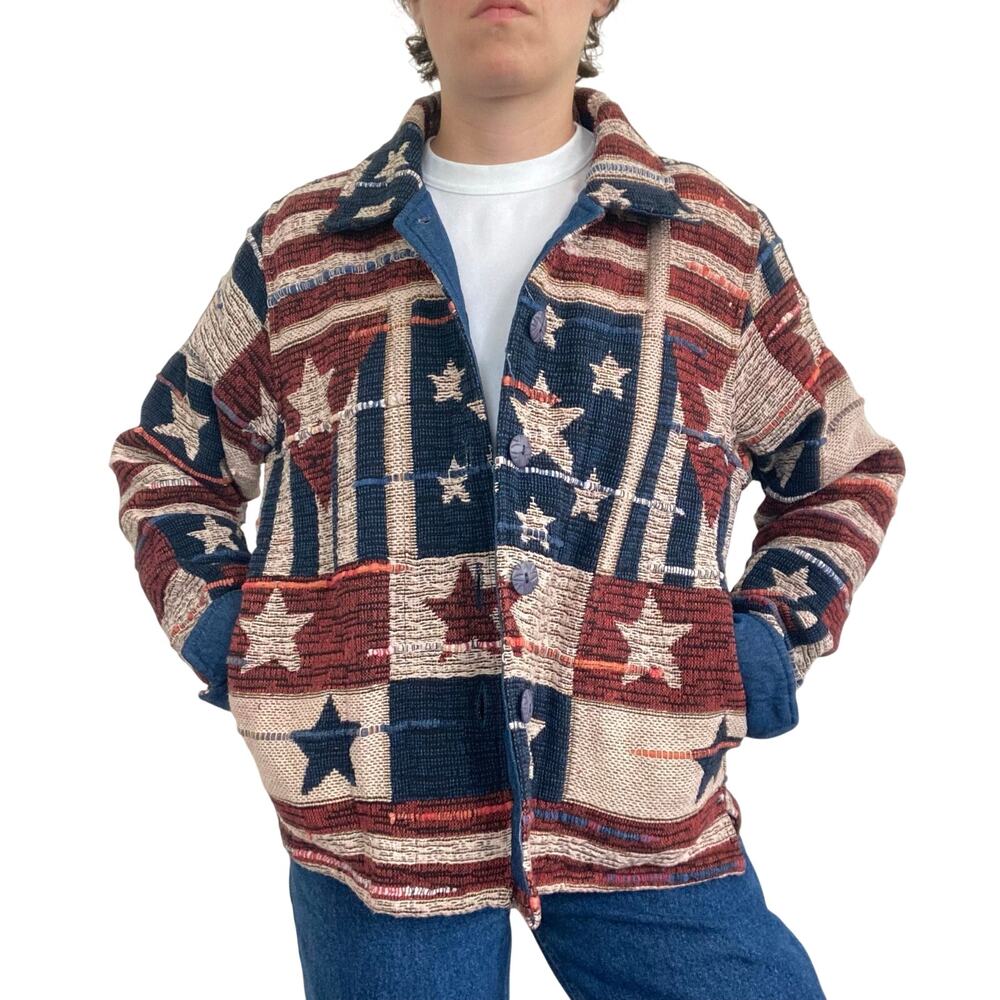 Coldwater Creek American Flag Tapestry Jacket